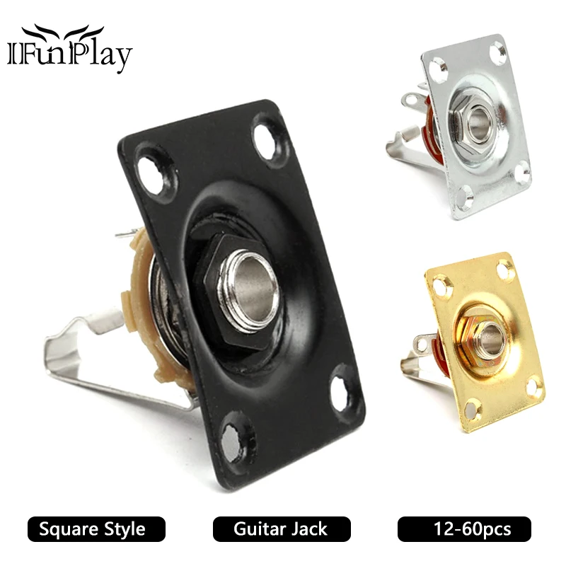 12Pcs Square Style Plate Electric Guitar Bass jacks 1/4 Output Input