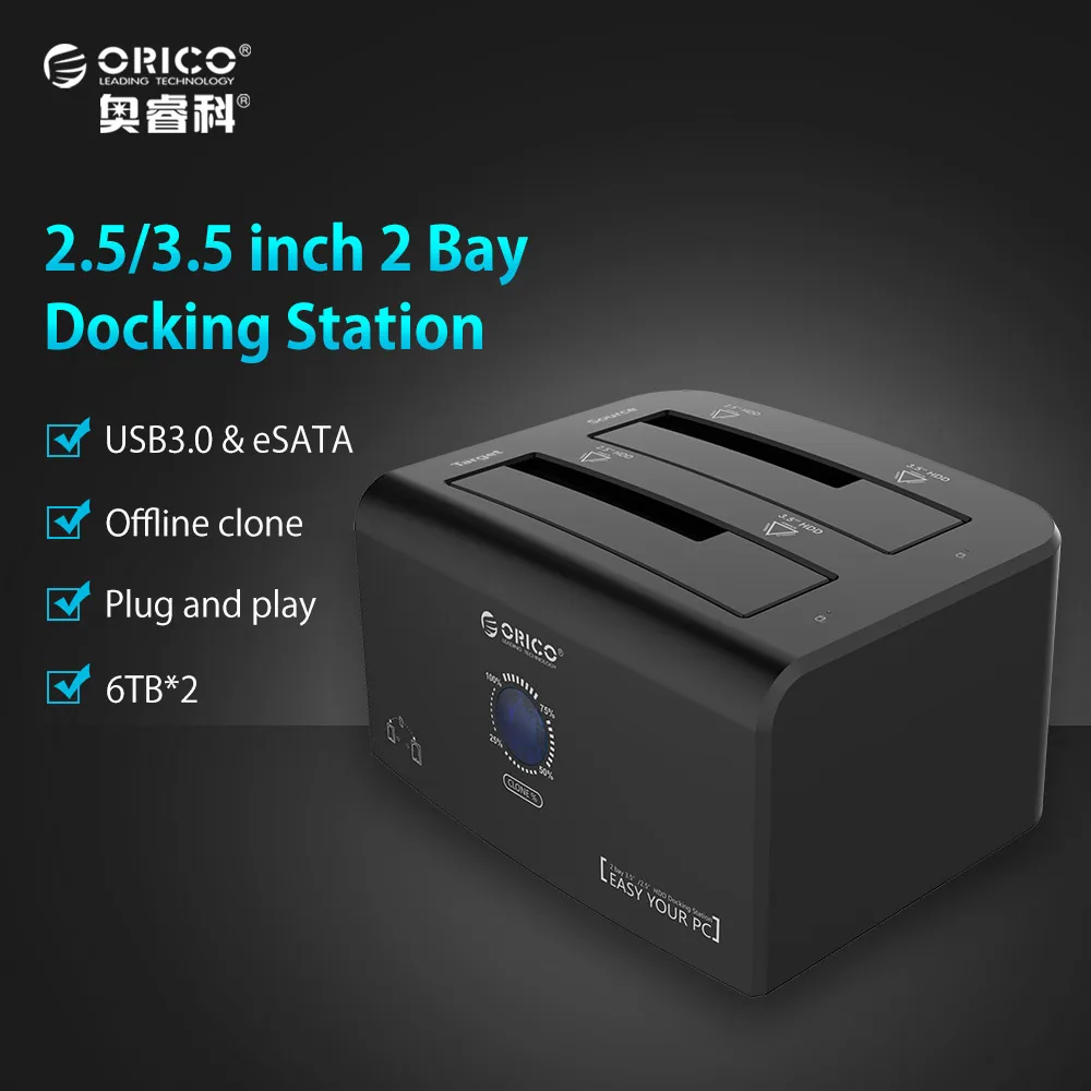 ORICO 8628SUS3 C Dual 2 bay HDD Docking station 2 5 3 5 hdd case usb