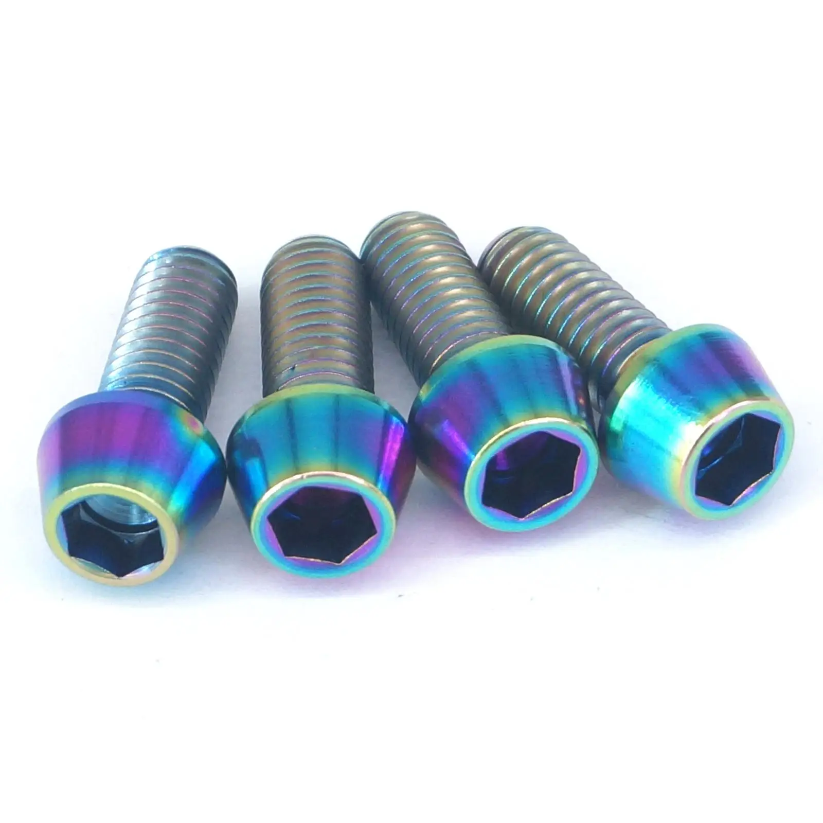 

4 PCS M6x15mm Rainbow GR5 Titanium Cone Head Screw Bolts For Bicycle Brake