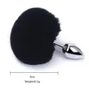 Size Elegant black rabbit tail plug metal