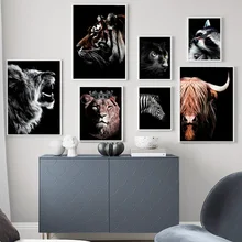 Lion Tiger Panther Zebra Bull Wall Art Canvas Painting Nordic Posters And Prints Animal Wall Pictures For Living Room Home Decor