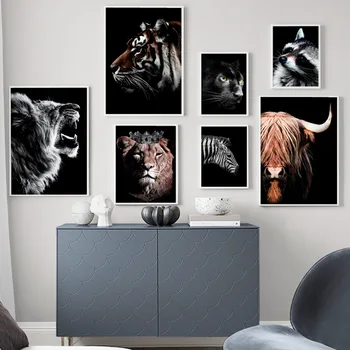 

Lion Tiger Panther Zebra Bull Wall Art Canvas Painting Nordic Posters And Prints Animal Wall Pictures For Living Room Home Decor