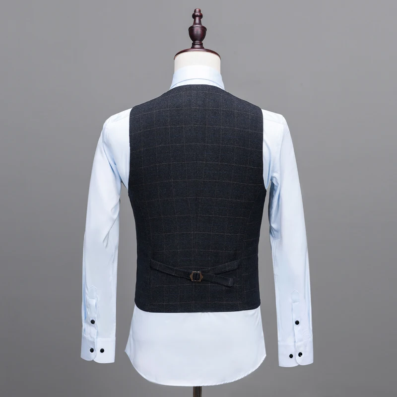 Slim Fit Peaked Lapel Prom Wool Men Suit Tuxedo With Pant Two Buttons Wedding Suits for Men Jacket Vest Pant