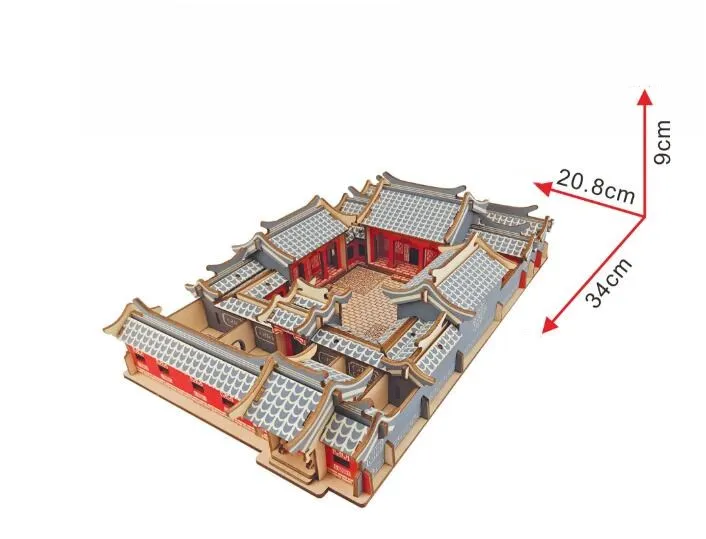 Diy ручной работы деревянная имитация Пекина двора модель здания 3d игрушка трехмерная деревянная головоломка игрушки для детей