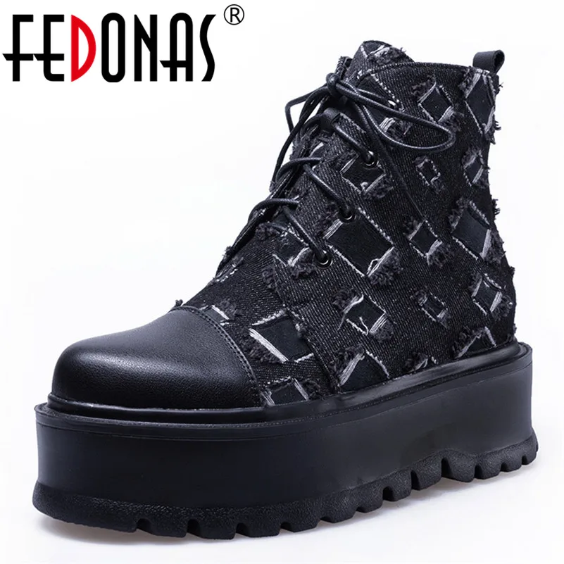 

FEDONAS New Women Ankle Boots Punk Rock Corss-tied Party Night Club Shoes Woman Genuine Leather Sexy Warm Martin Boots