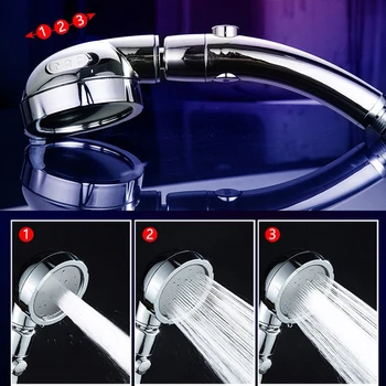 

Newest Bathroom Shower Head Rotatable Faucet Supercharging Technology One-Button Design Rust-Free Universal Adjustable 3 Mode