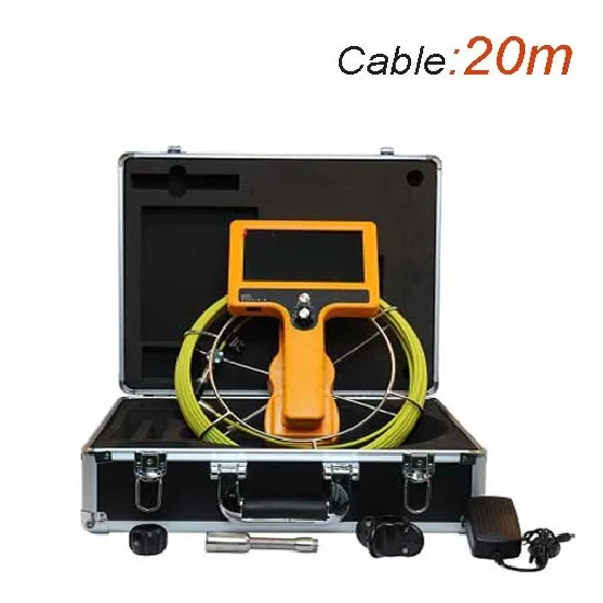 

20m Cable Drain and Pipe Inspection Camera 12 LEDs Camaer OD23mm Sewer Underwater Video Camera 7 Inch LCD Monitor WPS710-SCJ-20