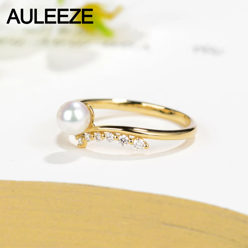 Женское кольцо с жемчугом диаметром 5 мм желтое золото 18 К|ring for|rings for womengold natural |