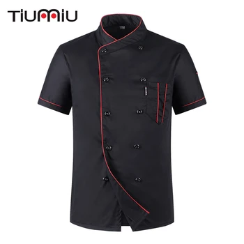 

Wholesale Women Men Short-sleeve Double Breasted Breathable Kitchen Workwear Cloth Chef Jacket Catering Restaurant Baker Uniform