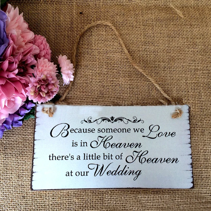 Efecto Madera Rústico Rosa seres queridos en el cielo signo de boda Personalizado