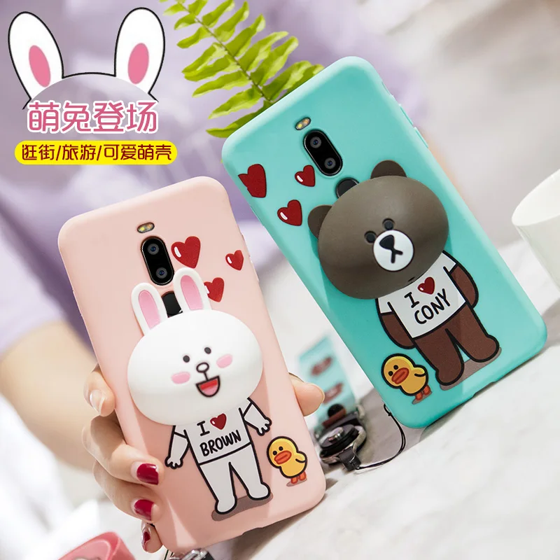

Meizu X8 case with Wrist lanyard,ALIVO Cartoon 3D bear rabbit silicone Case with Headphone line Pocket for Meizu Note 8 Cover