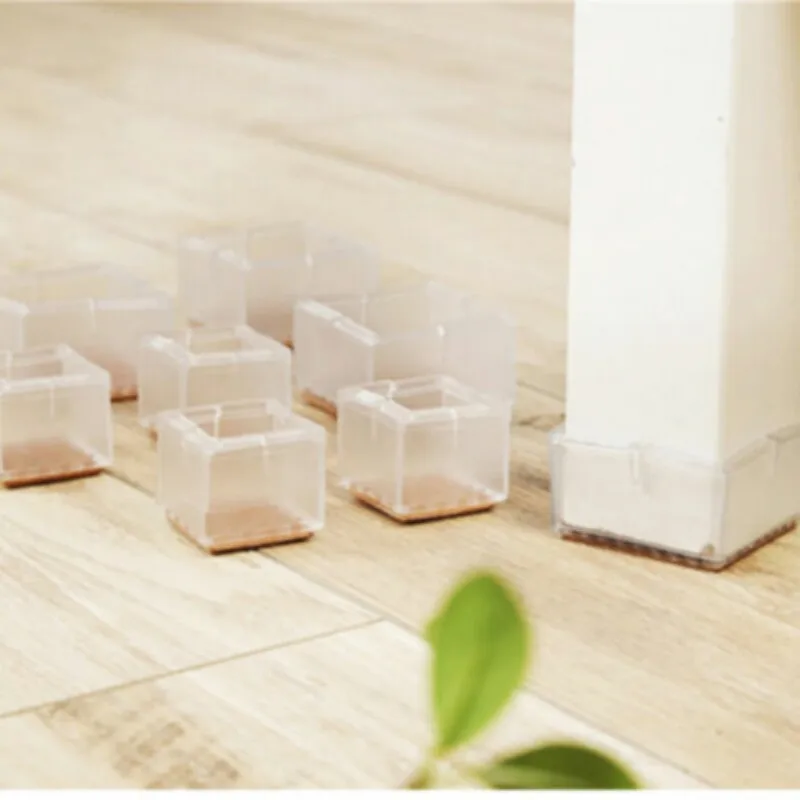 4PCS Silicone Chair Leg Caps Feet Protector Pads Furniture Table Covers Round Square Bottom piedini mobili