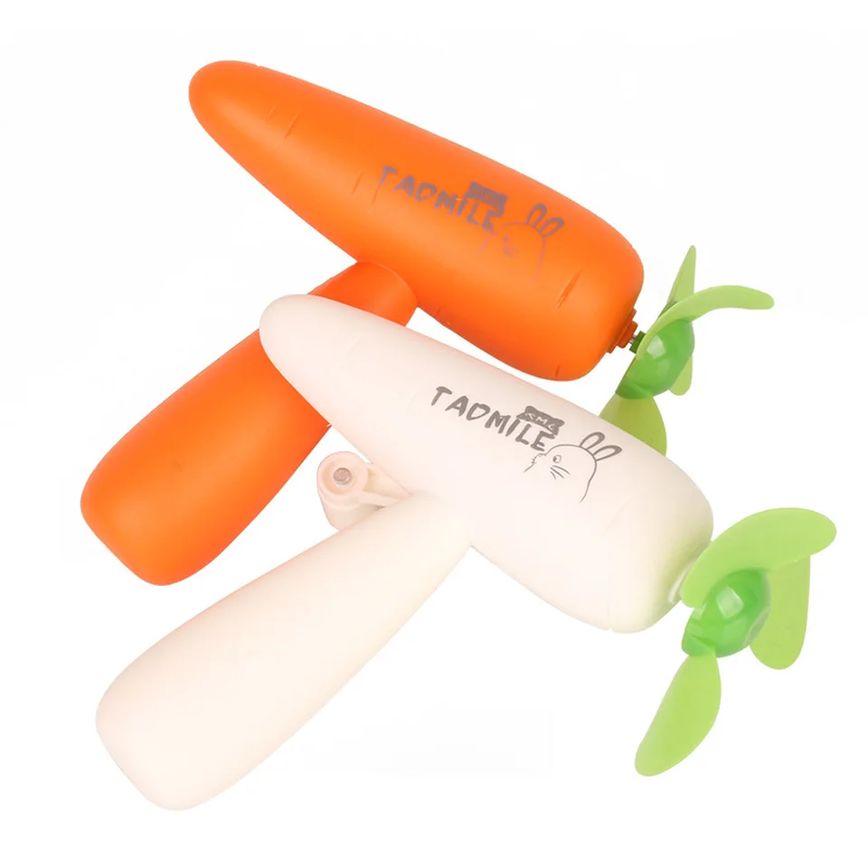 

Mini Manual Hand Crank Carrot Cute Cartoon Fan Keep Cool Gifts to Children Students No Battery