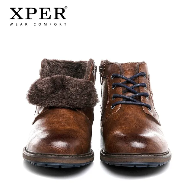 XPER/Теплые Зимние ботильоны, мужские Модные мотоботы в римском стиле, меховая одежда, удобная осенне-зимняя обувь, мужская ажурная обувь # XHY12507BR/M