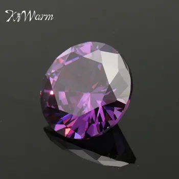 

KiWarm Exquisite 19.58CT Purple Cubic Zirconia Gems Round Faceted Cut 15MM Loose Gemstones for Jewelry Ring Necklaces DIY Making