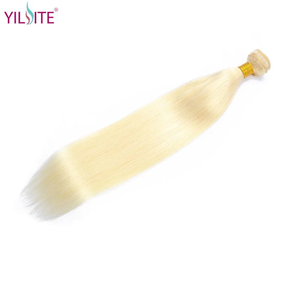 YILITE 613 блондинка прямые человеческие волосы Связки 1 шт. мёд блондинка Связки перуанские прямые волосы ткань человеческие волосы ткачество