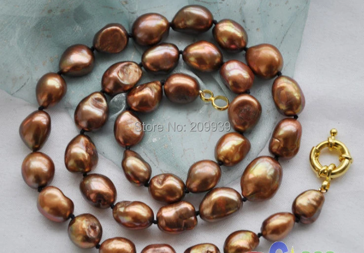 

huij 002832 coffee baroque freshwater cultured pearl necklace