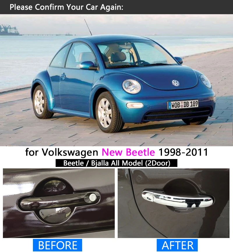 Для Фольксваген Жук 1998-2011 Хромированная ручка Накладка для Volkswagen 2002 2003 2005 2007 2009 автомобильные аксессуары наклейки стайлинга автомобилей