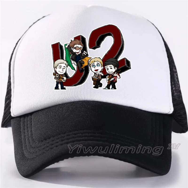 Новая летняя кепка-бейсболка u2 Открытая Летняя обувь черного цвета для взрослых Прохладный Бейсбол сетка Кепка-бейсболка шапка для Для мужчин Регулируемая