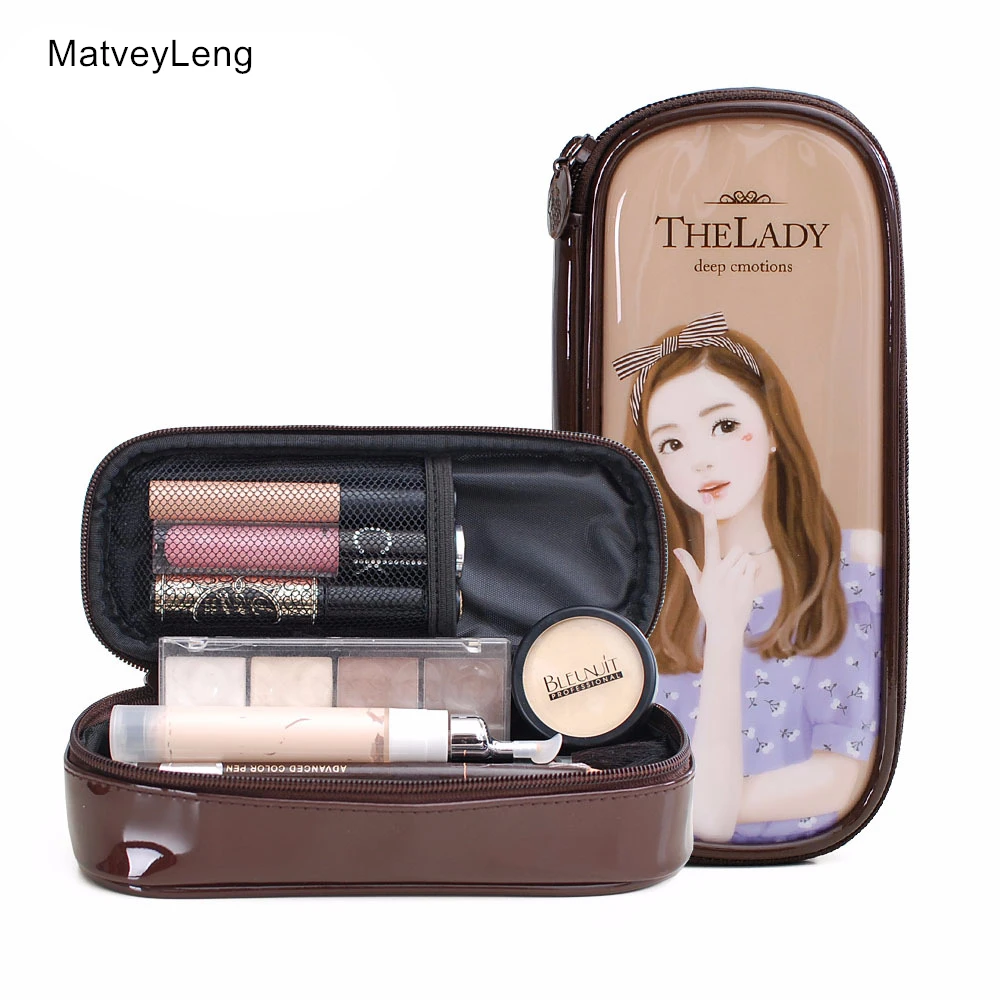 

New PU Leather Fashion Cosmetic Bag Girl Portable Mini Cosmetic Bag Ladies Makeup Brush Storage Bag Multi-function Bag