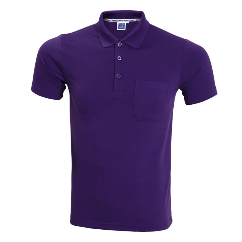 Fashoin Polo Homme, летняя брендовая рубашка поло с коротким рукавом, мужская повседневная приталенная Однотонная рубашка с карманом, Camisa Polo, Мужская Желтая XXXL - Цвет: Purple