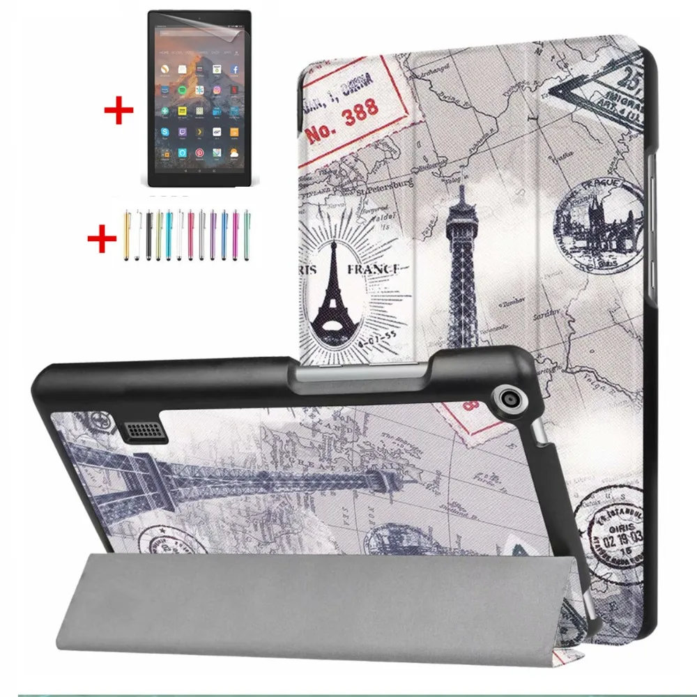 

Case for Huawei MediaPad T3 7.0 WIFI BG2-W09 Cover Funda Cartoon Painted PU Leather Skin for Honor Play Pad 2 7.0 +Film+Pen