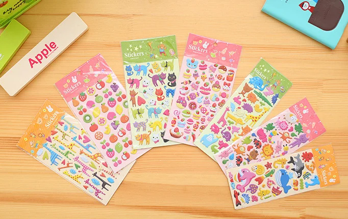 Kawaii Cartoon animals 3D Bubble Stickers DIY Diary Scrapbook Notebook Album Cup Phone Decor Sticker Stationery School Supplies |