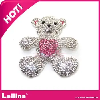 

Free shipping Bling fashion rhinestone studded bear necklace cute garment scarf handbag decoration christmas gift