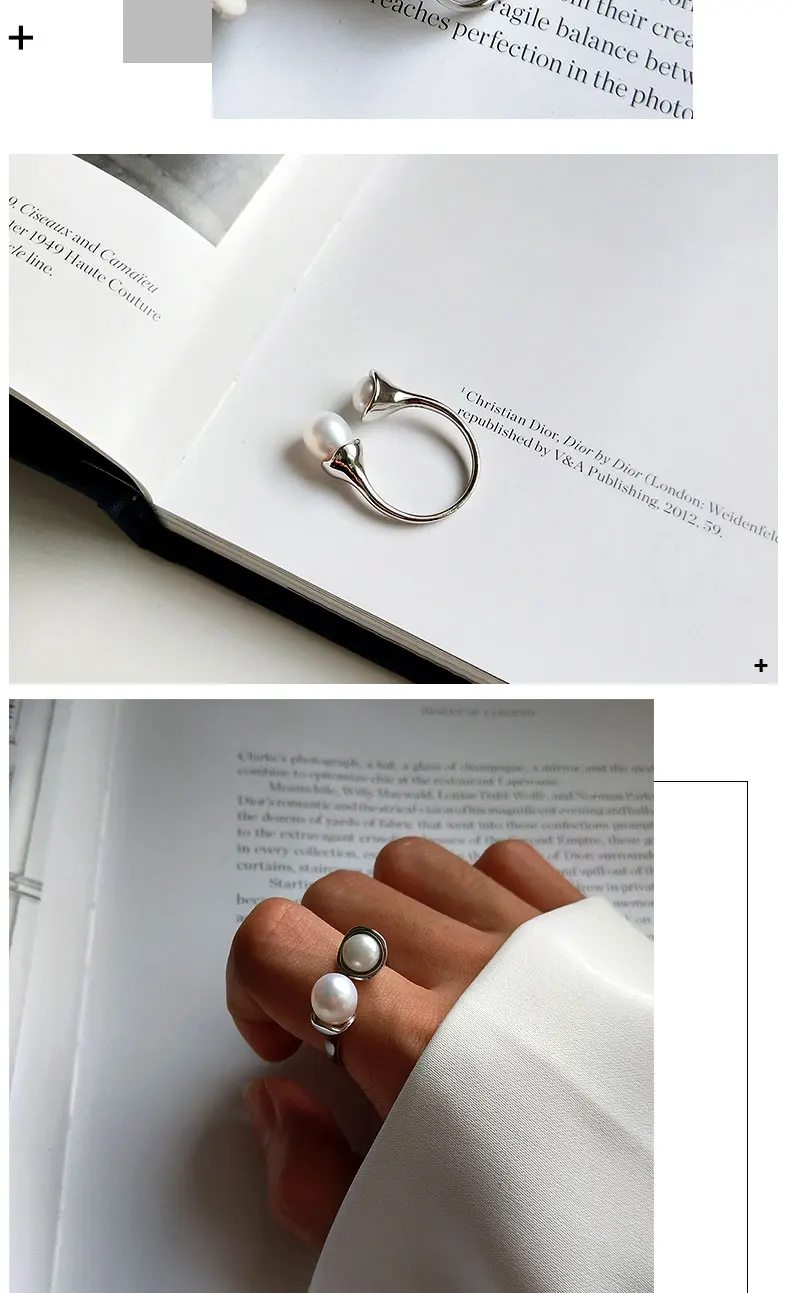 Hongye регулируемое перламутровое кольцо в стиле барокко, шикарные Украшенные бусинами, свадебные ювелирные изделия ручной работы, индивидуальный подарок для подруги, женские серебряные кольца