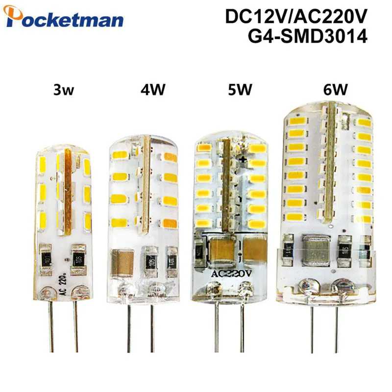 Светодиодная лампа G4 SMD 3014 DC 12 В/AC 220 В 110 1 Вт 3 5 6 7 сменная галогенная 30 Вт/60