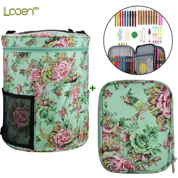 

Looen Yarn Storage Bag With Crochet Hooks Set DIY Needle Arts Craft Knitting Needles Empty Knitted Bag Sewing Tools Accessories