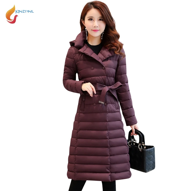 

JQNZHNL 2019 New Winter Parkas Women Double Breasted Slim Cotton-padded Jacket Outerwear Medium Long Warm Down Cotton Coats C226