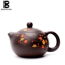 180cc Исин Фиолетовый Глиняный Чайник ручная роспись сливы цветочный узор сырой руды Hei Jin Sha Mud Zisha Xishi чайник Улун чай пуэр чайники