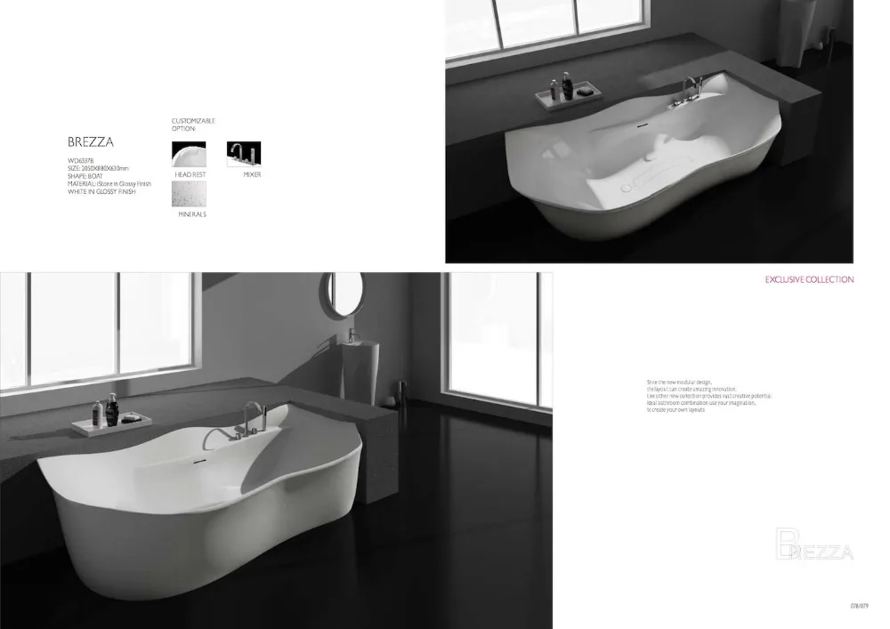 Brezza 205cm Designer stone Bathtub