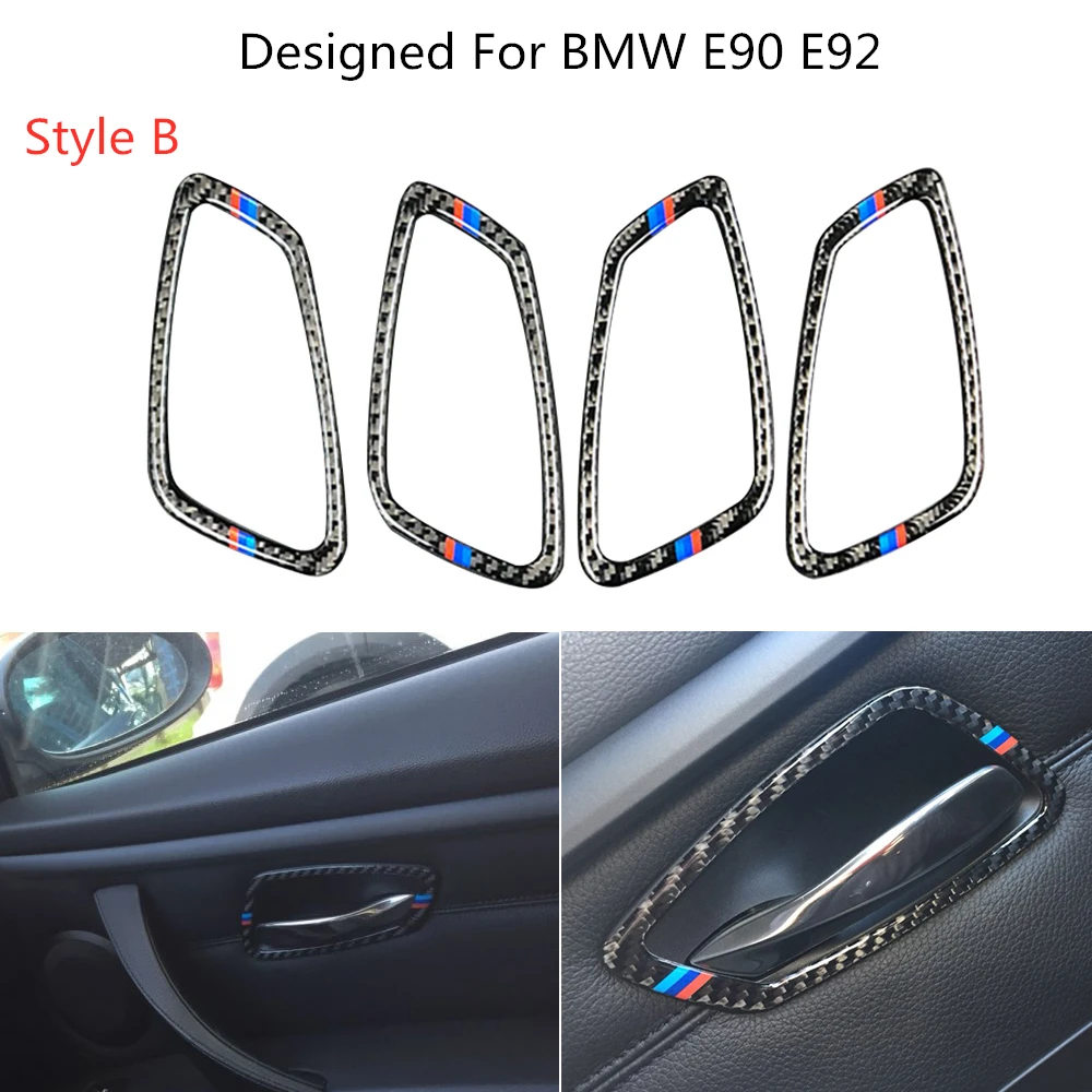 Carbon Fiber Inner Door Handle cover For BMW E90 E92 93 3 Series handle Frame Trim Auto Styling Accessories 320i 325i 2005-2012