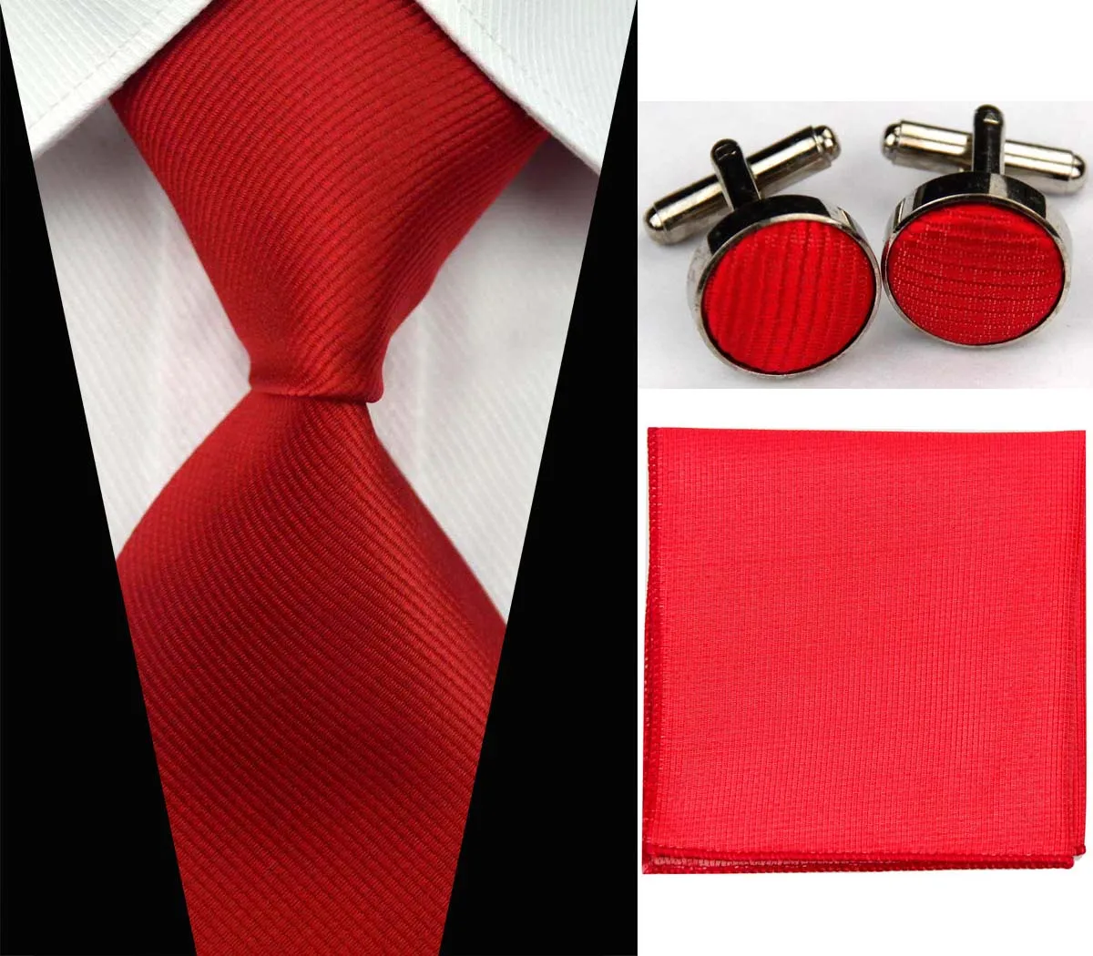 Accessories Tie for Men Solid Striped Pattern Business Silk Tie Set