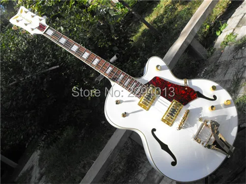 Custom shop White Gretsch Falcon 6120 Semi Hollow Body Jazz Electric Guitar Bigsby Tremolo GOld Hardware Free Shipping
