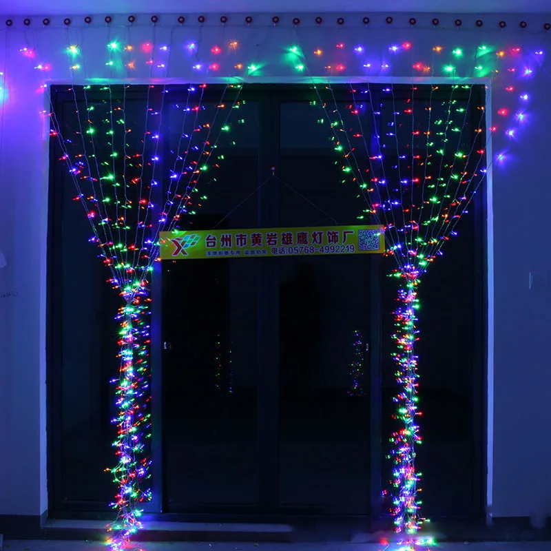 

Fairy LED Waterfall Curtain Light String Colorful Holiday Lamp Christmas Wedding Romantic Bedroom Street Store Decor Plug 300LED
