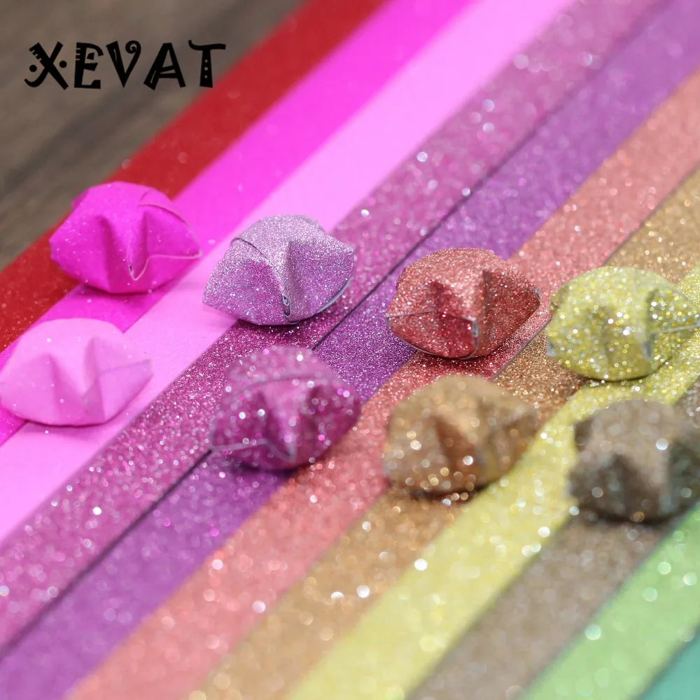 DIY складные бумажные звезды блестящий золотой порошок случайные десять цветов