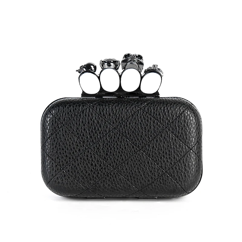 XGRAVITY Licthi Skin Sexy Ladies Clutch Bag Fashion Designer Chain Shoulder Bags Women Retro Skull Ring Mini Party Lady Bag A006