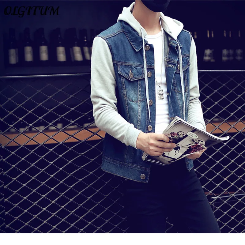 Denim jacket with sweatshirt sleeves Clearance