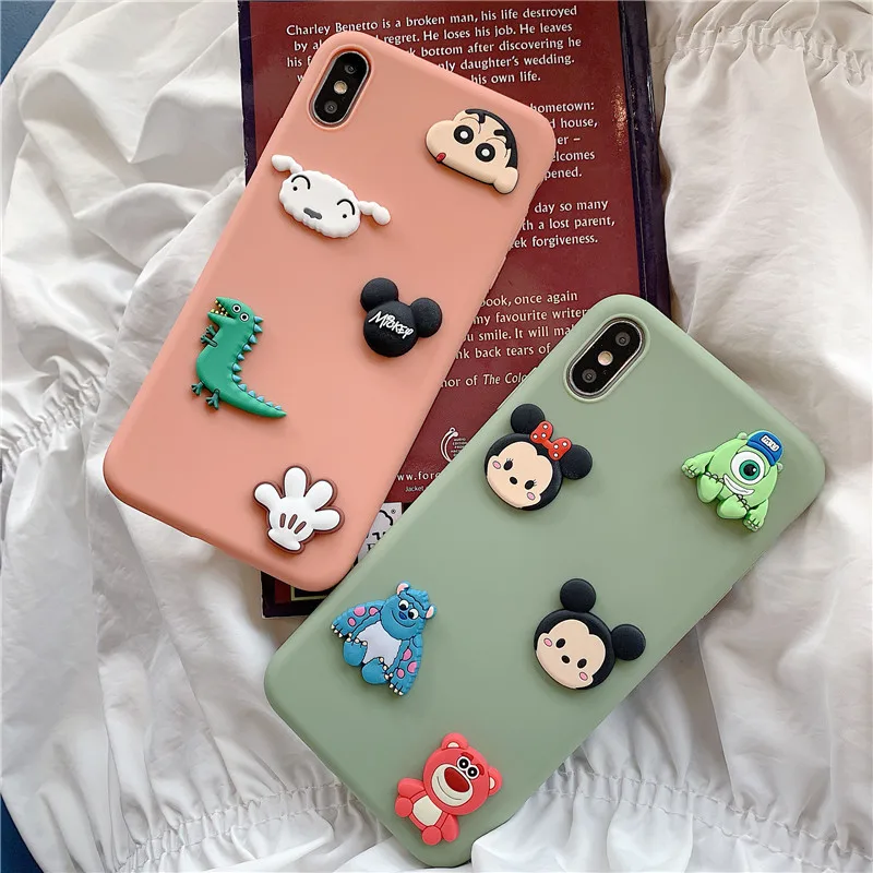 super cute cartoon embossing 3D doll TPU Pink green soft shell phone Case For Apple iphone 6 6s 7 8 Plus X XS XR MAX |