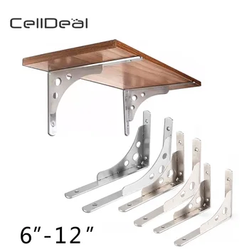 

10''Triangle Heavy Duty Stainless Steel L-Shaped Wall Shelf Support Bracket Stand Up Desk
