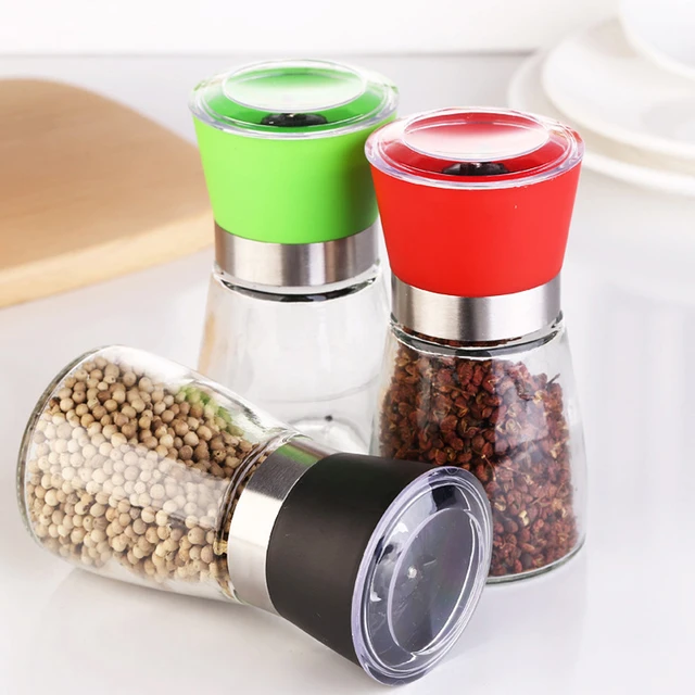 Stainless Steel Adjustable Manual Salt Grinder Pepper Grinder Ceramic Core  Hand Tools Kitchen Small Tools Spice Glass Bottles - AliExpress