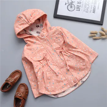 

Children's Clothing 2018 Girls Windbreaker Floral Hooded Jacket Baby Autumn New Windbreaker