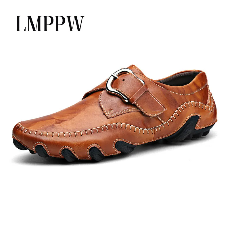 

Luxury Brand Men Loafers Genuine Leather Shoes Fashion Men Flats Casual Leather Driving Shoes Comfortable Handsome Men Boat Shoe