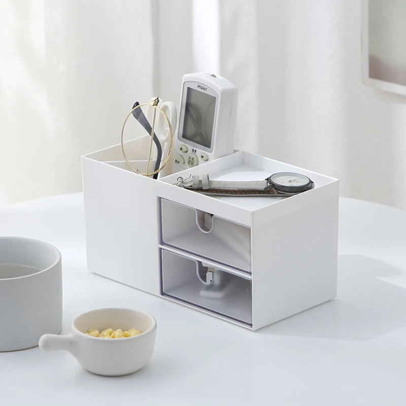 White Nordic Ins Pen Office Storage Box Plastic Desktop Makeup Cosmetic Sundries Drawer Articles Organizer