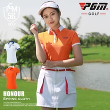 Pgm, женская рубашка для гольфа, для похудения, с коротким рукавом, рубашки для девушек, дышащие, с отложным воротником, для тенниса, гольфа, тренировочные футболки, AA60449