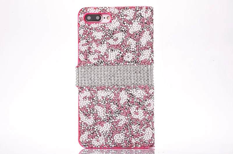Leopard diamond rhinestone leather case iphone 6 6s 7 8 plus (10)