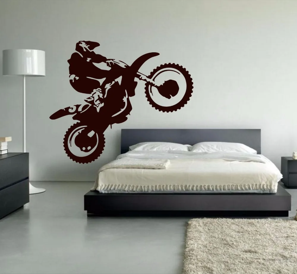 Мотокросс виниловая наклейка на стену мотоцикл мото наклейки на стены для дома Наклейка для гостиной спальни украшения Dirt Bike L276